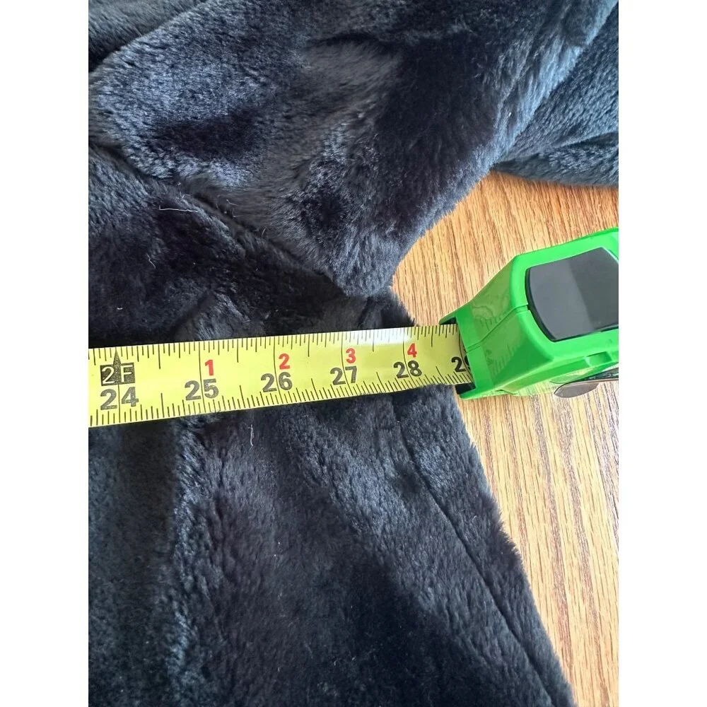 Scandinavian Faux Fur Coat Oversized Grey Striped Fox Mob wife Trim Sz 1X 90s - Picture 13 of 14